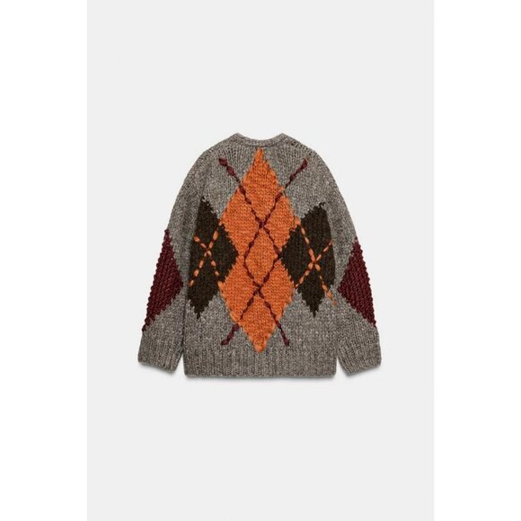 ZARA DIAMOND KNIT CARDIGAN - Picture 3 of 4